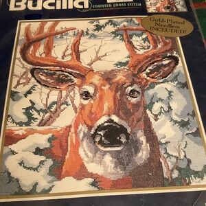 New vintage Bucilla Perfect Ten Deer Cross Stitch Kit No. 42550